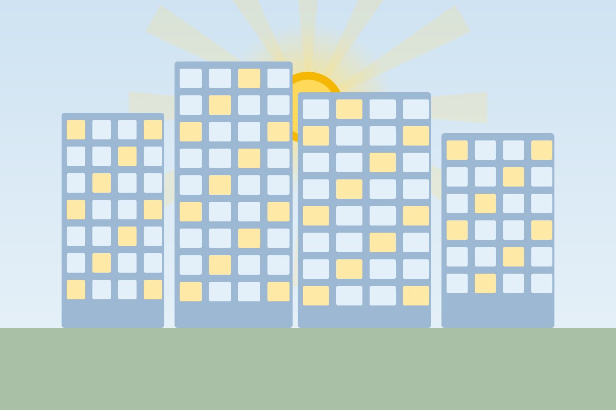 Glass buildings under bright sunshine